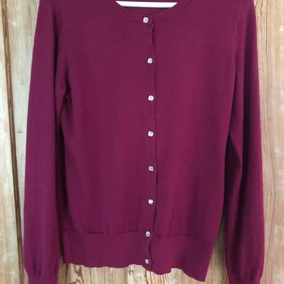 Loft Plum Cardigan Rhinestone Front Button Sweater - Picture 12 of 12